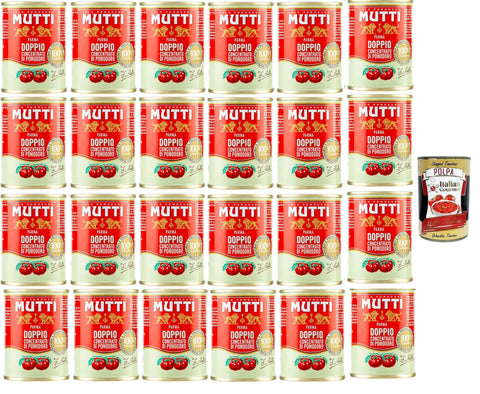 Mutti Pastasaucen Mutti Doppio Concentrato di Pomodoro, Doppeltes Tomatenkonzentrat,100% Italienische Tomate, 24x 140g + Italian Gourmet Polpa di Pomodoro 400g Dose 8005110200007