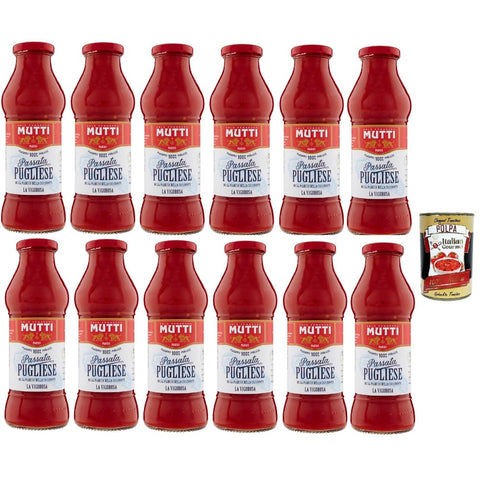 Mutti Pastasaucen Mutti Passata di pomodoro Pugliese, Tomatenpaste Tomaten sauce 100% Italienisch, Tomate 100% Piglia Tomatenpüree, 12x 400g Original italienisch inkl. Italian Gourmet Polpa 400g 8032804040014