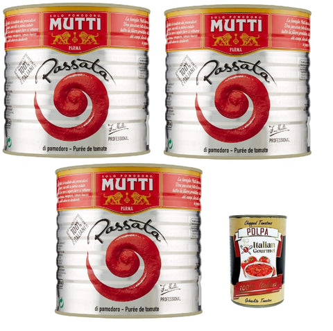 Mutti Pastasaucen Mutti Passata di Pomodoro Tomatenpaste Tomaten sauce 100% Italienisch 3x 2.5 kg + Italian Gourmet polpa 400g 8005110193200