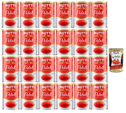 Mutti Pastasaucen Mutti Pomodori Pelati bestern geschälte Tomaten sauce aus Italien dose, tin italian peeled tomatoes 24x 400g + Italian Gourmet polpa 400g 8005110060007