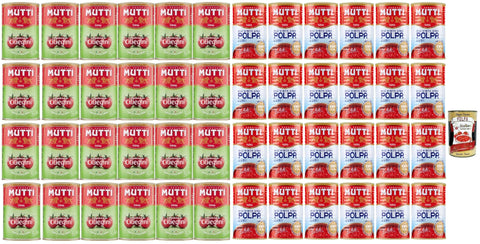 Mutti Pastasaucen Mutti Pomodorini testpaket polpa und ciliegini Kirschtomaten Tomaten sauce 100% Italienisch, cherry tomatoes, 100% italienische Tomaten, 48x 400g + Italian Gourmet polpa 400g 8005110550508
