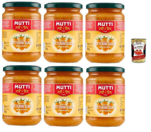 Mutti Pastasaucen Mutti sugo Pomodori Datterini Gialli Interi in Succo, Mutti sauce Tomaten Ganze gelbe Dutters in Saft 350 g, 6x 350 g + Italian Gourmet polpa 400g 8005110004520