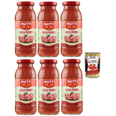 Mutti Pesto Mutti Salsa Pronta Ciliegini Gusto Fresco Fertige Soße Kirschtomate Italienische Tomate Glasflasche 6x 300g Original italienisch inkl. Italian Gourmet Polpa 400g 8032804040014