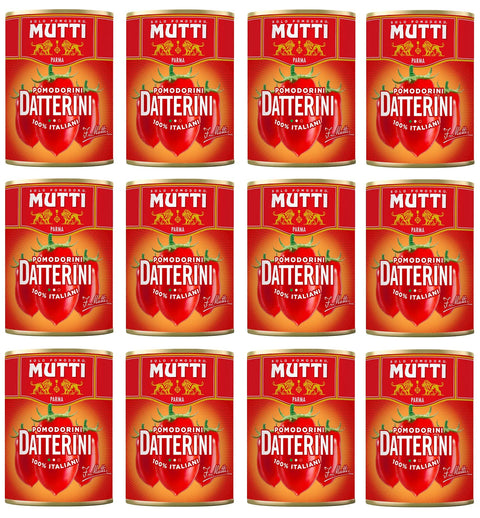 Mutti Pomodorini Datterini Kirschtomaten Datterini süßer Geschmack längliche Form Sauce Tomaten Dose 12x 400g italienisch Original