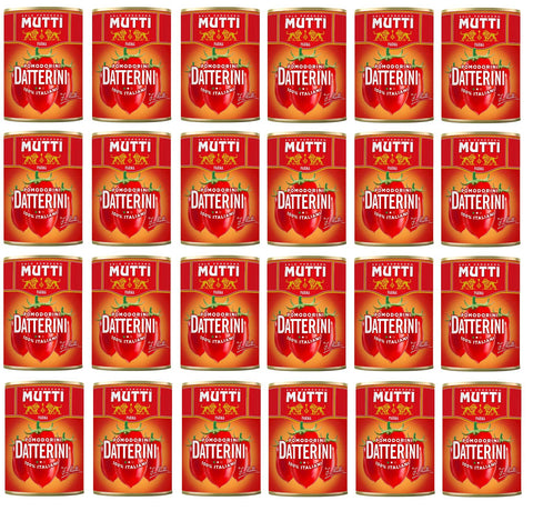 Mutti Schältomaten 24x Mutti Pomodorini Datterini Kirschtomaten Datterini süßer Geschmack längliche Form italienisches Sauce Tomaten 400g Dose 8005110550614