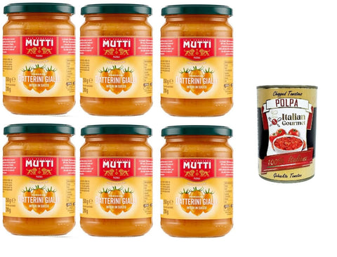 Mutti Zerkleinerte Tomaten Mutti Pomodori Datterini Gialli Interi in Succo Ganze gelbe Datterini-Tomaten in Saft 6x .350Gr+ Italian Gourmet polpa 400g 8005110004520
