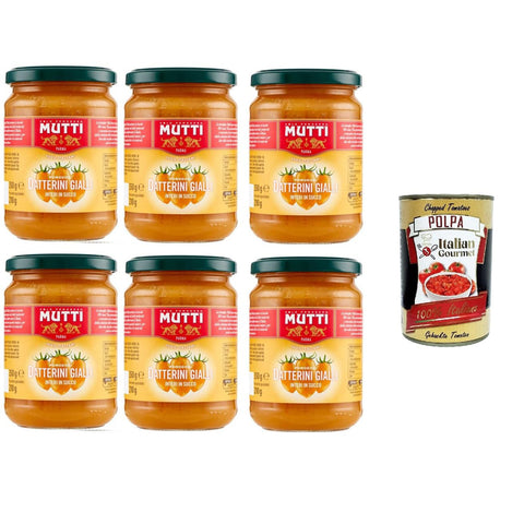 Mutti Pomodori Datterini Gialli Interi in Succo Ganze gelbe Datterini-Tomaten in Saft . 350 g 6x italienisch Original Pastasauce + kostenlos polpa 400 g