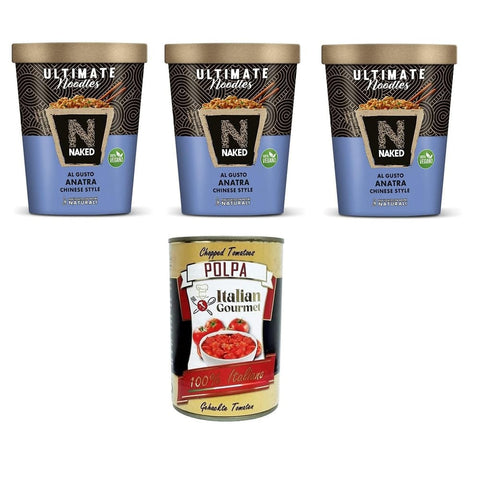 NAKED ULTIMATE Chinese Koch- & Backzutaten NAKED ULTIMATE Chinese style Gusto Anatra Entengeschmack nach chinesischer Art 3x 90gr Original italienisch inkl. Italian Gourmet Polpa 400g 8032804040014