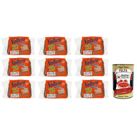 Nattura Náttúra Protein Sport Pane di Segale Integrale Bio Roggenvollkornbrot mit Weizenproteinen Leinsamen und Soja 9x 250g italienisch Original