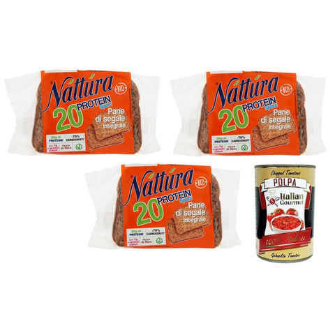 Nattura Brot & Backwaren Nattura Náttúra Protein Sport Pane di Segale Integrale Bio Roggenvollkornbrot mit Weizenproteinen Leinsamen und Soja 3x 250g italienisch Original 8000003042016