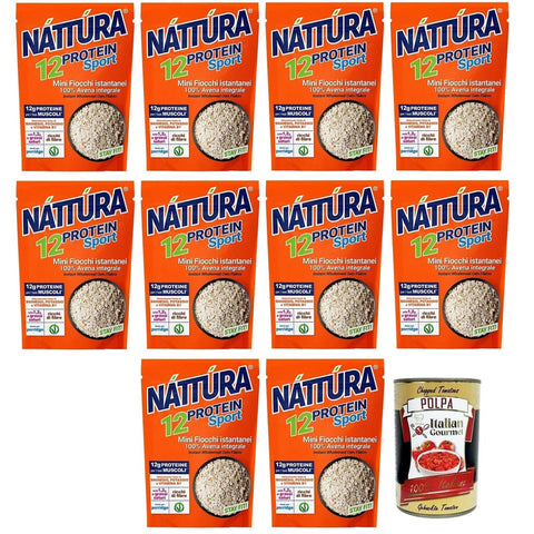 Náttúra Protein Sport Frühstücksmüsli Náttúra Protein Sport Mini-Instant-Haferflocken, 100% Vollkornhafer, ideal für die Zubereitung von Instant-Porridge,350g 10x Original italienisch inkl. Italian Gourmet Polpa di Pomodoro 400g Dose 8032804040014