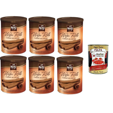Naty Premium Wafers Kekse Naty Premium Wafers Rolls Cremà de Cacao Waffeln, Brötchen, Kakaocreme 6x 400gr Original italienisch inkl. Italian Gourmet Polpa 400g 8032804040014