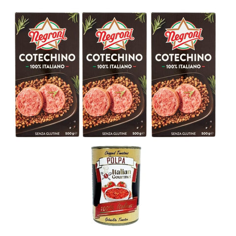Negroni Koch- & Backzutaten Negroni Cotechino 100% glutenfreier Cotechino 3x500gr italienisch Original 8028257009746