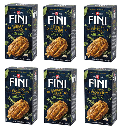 Negroni Kochschinken 6x Fini Lo Stinco di Prosciutto alle Erbe 100% Italienische Spezialität Schinkenkeule mit Kräutern mit italienischem Fleisch im Ofen gebacken Glutenfrei 700g 8022180032925