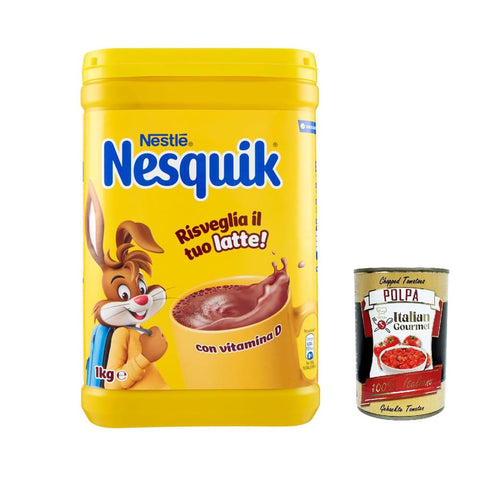 Nestle Kakao & Heiße Schokolade Nestle Nesquik Lösliche Zubereitung für Getränk mit magerem Kakao 1 kg 3x italienisch Original Pastasauce + kostenlos polpa 400 g 8000550502803
