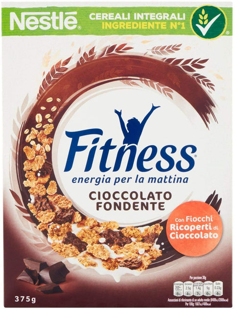 Nestlé Kaltes Müsli 6x Nestlé Cereali Fitness Cioccolato Cerealien ganze Körner Schokolade 375 gr 7613036488020