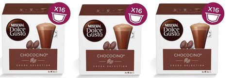 Nestlé Nescafé Dolce Gusto Capsule Chococino Cocoa Selection Schokoladengetränk mit Vanille und cremigen 3x 16 Kapseln italienisch Original