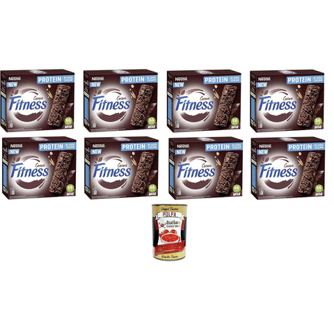 Nestle Fitness Protein Cocoa Kakao Müsliriegel mit Vollkorn, Hafer und Quinoa ohne Zuckerzusatz 8x80g Original italienisch