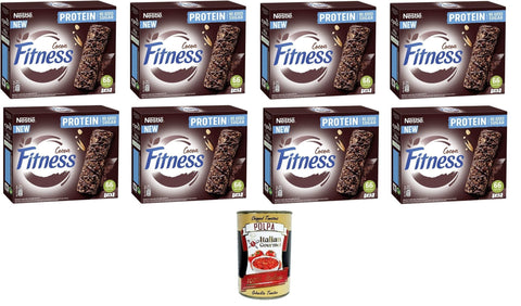 Nestle Fitness Protein Cocoa Kakao Müsliriegel mit Vollkorn, Hafer und Quinoa ohne Zuckerzusatz 8x80g Original italienisch