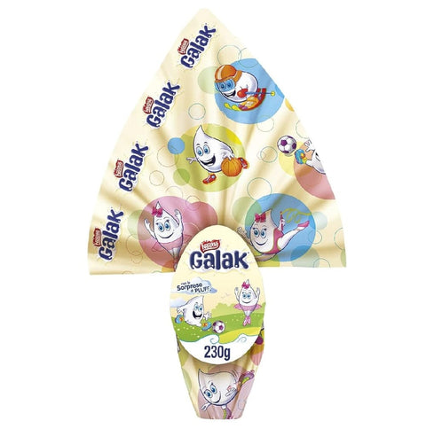 Nestlé Osterprodukt NESTLÉ Galak Uovo di cioccolato bianco con sorpresa 240gr - NESTLÉ Galak Weißes Schokoladenei mit Überraschung 8000300420395