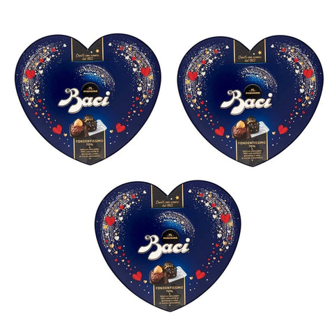 Nestlè Perugina Baci Cuore Fondentissimo 70% Dunkle Pralinen gefüllt mit Haselnüssen und Kakaobohnen 3x 100g italienisch Original