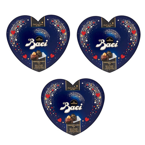 Nestlè Perugina Baci Cuore Fondentissimo 70% Dunkle Pralinen gefüllt mit Haselnüssen und Kakaobohnen 3x 100g italienisch Original