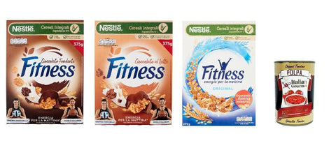 Nestle Snack Kuchen & Backwaren Nestlé FITNESS Original, Milchschokolade, Dunkle Schokolade, Cerealien Vollkorn, mit Schokolade und Vollkornmüsli, enthält Vitamine, Calcium & Eisen, 3x 375g + Italian Gourmet polpa 400g 7613035328563