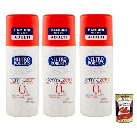 Neutro Roberts Deo Neutro Roberts Dermazero Intolerante Haut Deodorant Deo Stick Kein Salz Kein Alkohol Dauer bis zu 48 Stunden Hypoallergen 3x 40ml italienisch Original 80851226