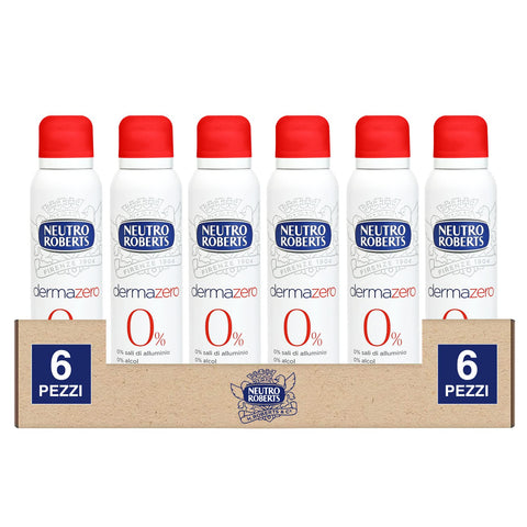 Neutro Roberts Deo Spray 24h DermaZero Hypoallergen 0% Alkohol und Aluminiumsalze 6 Flaschen à 6x 150 ml italienisch Original