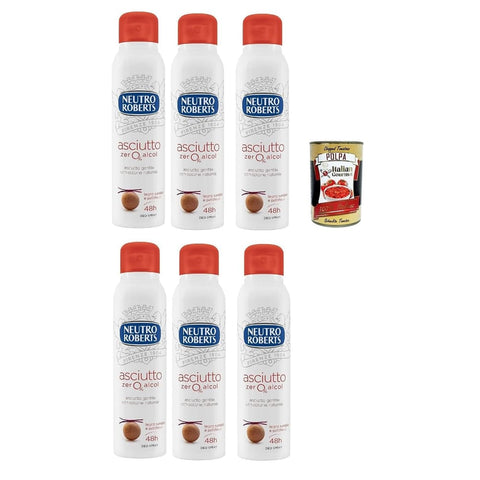 Neutro Roberts Deo Neutro Roberts Asciutto Sandelholz und Patchouli Deodorant Spray Zero Alkohol keine Flecken Deodorant für Damen und 6x 150 ml italienisch Original 8002410011920