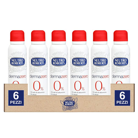 Neutro Roberts Deo Neutro Roberts Deo Spray 24h DermaZero Hypoallergen 0% Alkohol und Aluminiumsalze 6 Flaschen à 6x 150 ml italienisch Original 8002410036596