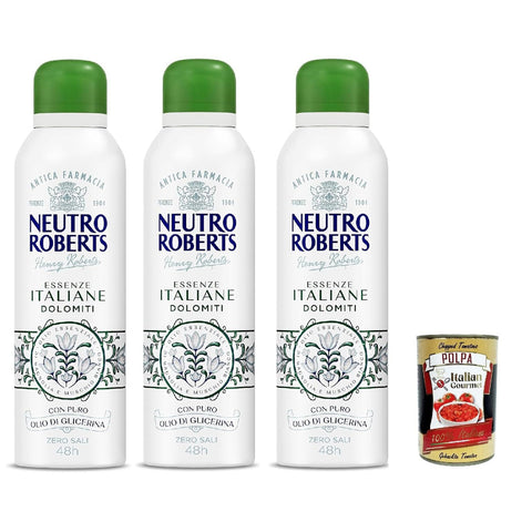 Neutro Roberts Deodorant Deo Spray Dolomiti, Ohne Aluminiumsalze 3x200ml Original italienisch Pflege