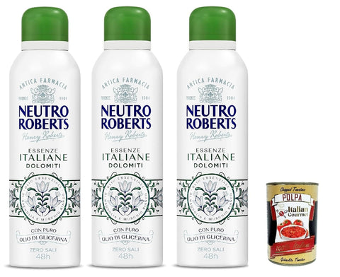 Neutro Roberts Deodorant Deo Spray Dolomiti, Ohne Aluminiumsalze 3x200ml Original italienisch Pflege
