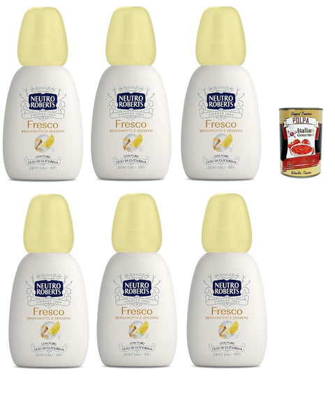 Neutro Roberts Deodorant Deo Vapo Fresco Bergamotte und Ingwer Ohne -Aluminiumsalze mit reinem Glycerinöl Ohne gas 48H 6x75 ml italienisch Original + gratis