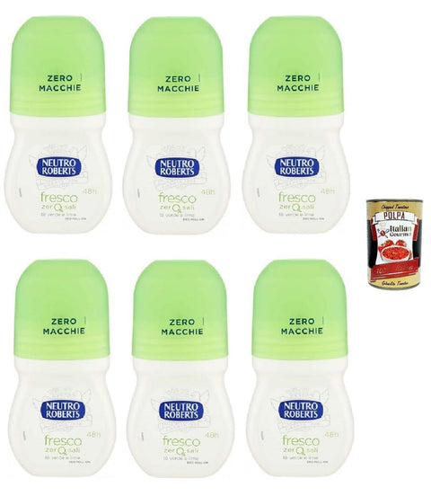 Neutro Roberts Deodorante Roll On Fresco Ohne Aluminiumsalze Keine Flecken Duft aus Grüner Tee und Limette Deodorant 6x 50ml italienisch Original