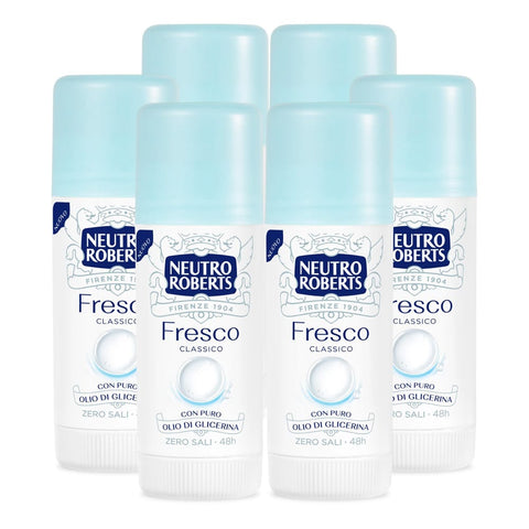 Neutro Roberts Deo Neutro Roberts Deostick Frisch Blau Wirksam 48h ohne Aluminsalze - 6 Flaschen à 40 ml 6 x Original italienisch 8002410050714