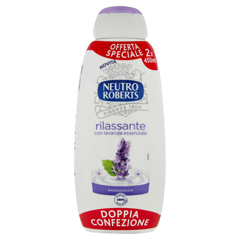 Neutro Roberts Entspannende Dusche mit ätherischem Lavendel, Doppelpack 450 ml x 2 Stück Original italienisch