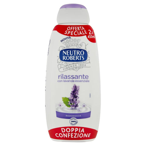 Neutro Roberts Duschgel Neutro Roberts Entspannende Dusche mit ätherischem Lavendel, Doppelpack 450 ml x 2 Stück Original italienisch 8002410011579