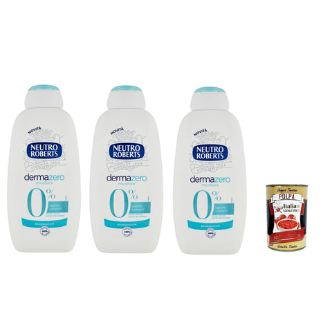 Neutro Roberts dermazero micellare Bagnodoccia, Körperbade, Feuchtigkeits und Umhüllungsformel, Mit reinem Glycerinöl, 3x 450 ml italienisch Original