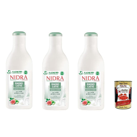 Nidra Bagnolatte Duschgel Nidra Bagnolatte Addolcente Duschgel Hilft, die Haut mit Feuchtigkeit zu versorgen und zu reinigen mit Feigenmilch und Aloe Extrakt 3x 750 ml italienisch Original 8032804040014