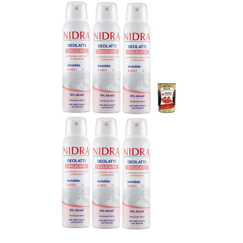 Nidra Deodorante Deolatte Deo Nidra Deodorante Deolatte Delicato Deodorant Spray mit Milchproteinen und Mandel Deo 6x 150ml Original italienisch inkl. Italian Gourmet Polpa 400g 8032804040014