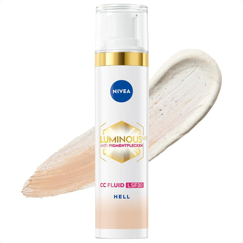 NIVEA CC-Cremes NIVEA Luminous 630 Anti-Pigmentflecken CC Fluid LSF 30 für helle Hauttöne, CC Cream mit Hyaluron und mikroverkapselten Farbpigmenten, Tagescreme mit LSF 30 für einen ebenmäßigen Teint (40 ml) Original italienisch 4006000088150