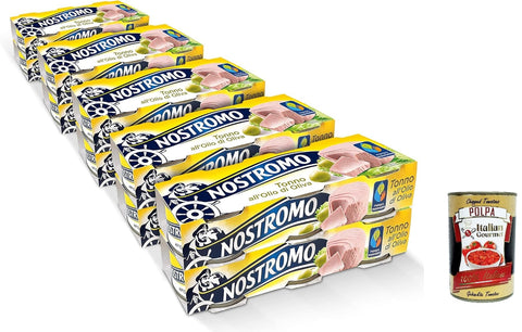 Nostromo Thunfisch Nostromo - Thunfisch mit Olivenöl, 30x 70gr Dosen. Escort -Format aus 10 Packungen. Proteinquelle ohne Konservierungsmittel + Italian Gourmet polpa 400g 8005850113032