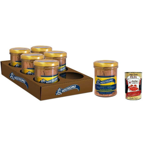 Nostromo Thunfisch Nostromo - Thunfischfilets mit Olivenöl 6 Gläser von . Überlegene Qualität handgefertigt Quelle von Omega 3 180 g italienisch Original Pastasauce + kostenlos polpa 8005850216283