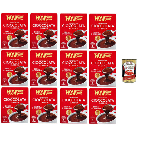 Novi Preparato per cioccolata classica Densa e Cremosa Zubereitung für klassische Schokolade, dichter und cremiger, 30 % fettarmer, glutenfreier Kakao 12x125 gr italienisch Original