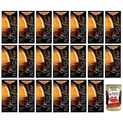 Novi Nero Praline Novi Nero Cioccolato Fondente Arancia e Mandorle Extra Dunkle Schokolade mit Orangenschalen und Mandeln 70% Kakao 75 g 20x italienisch Original Pastasauce + 8006380215777