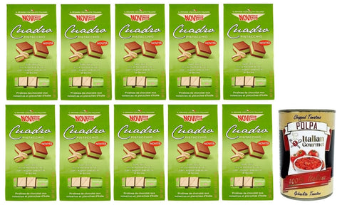 Novi Cuadro Pistacchio Zwei Schichten Gianduja-Schokolade mit Pistaziencreme Pistazien-Schokoladenpralinen Beutel 150 g 10x italienisch Original Pastasauce +