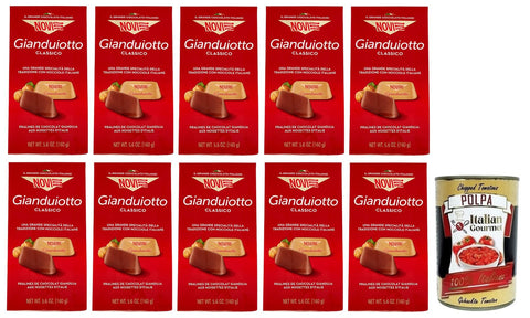 Novi Praline 10x Novi Gianduiotto Classico,Pralinen aus Milchschokolade und Gianduia-Haselnuss,160g Beutel + Italian Gourmet Polpa di Pomodoro 400g Dose 8006380233061