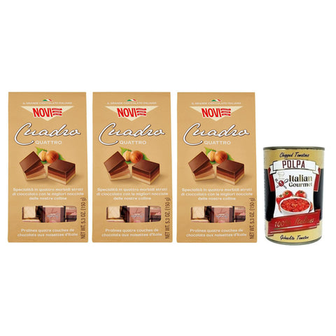 Novi Cuadro Quattro Vier Verschiedene Schichten Köstlicher Schokolade mit Italienischen Haselnüssen Beutel 150 g 3x italienisch Original Pastasauce + kostenlos