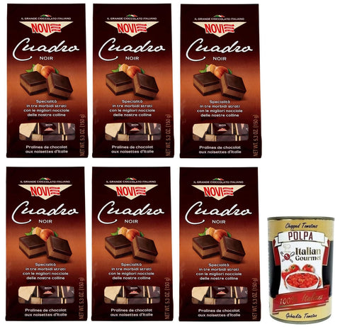Novi Cuadro Noir Schokoladenpralinen mit Haselnüssen und Fettarmem Kakao Beutel 150 g 6x italienisch Original Pastasauce + gratis Polpa di Pomodoro 400 g Dose
